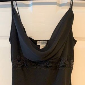 Black dress, with lace. Super cute.
